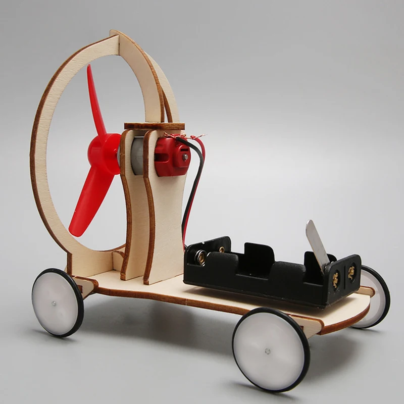 DIY Gifts Wooden For Physics Experiments Circuit Wind Power Electric Car Kit Model Educational Science