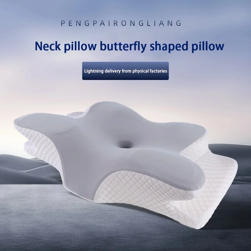 Memory Foam Pillow Butterfly Shape - Relaxes The Neck Spine Slow Bounce Neck - for Sleep, Back and Leg Pain Relief Comfort