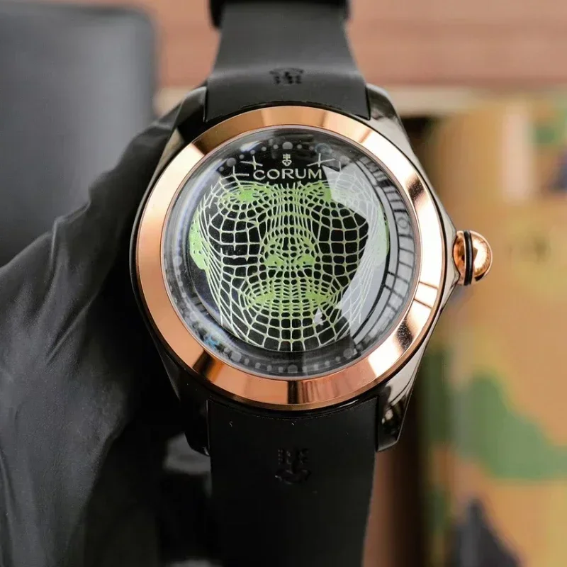 Reloj mecánico tourbillon flotante de la serie Bubble de 47mm, con perspectiva de dios a la moda e impermeable