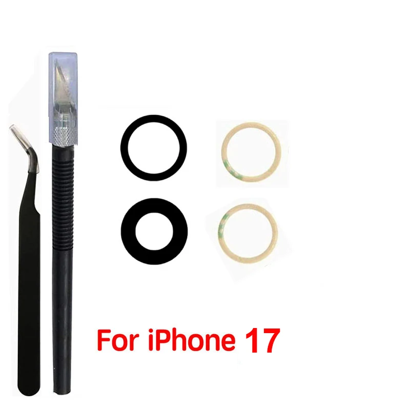 Saphir-Rückkamera-Objektivglas für iPhone 12 13 Mini 14 15 Plus 17 Pro Max – Ersatzteile für die Reparatur der Rückkamera mit 3M-Klebstoff & Werkzeugen
