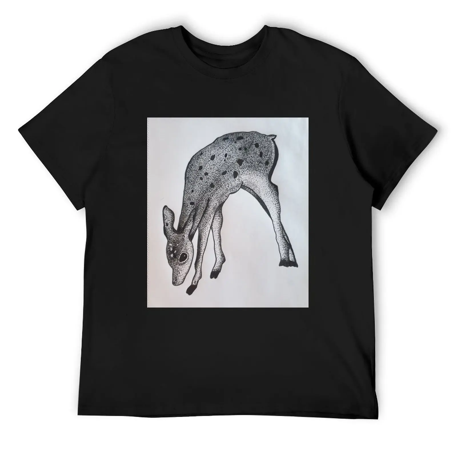 

Dotwork Deer T-Shirt anime Luxury man blacks heavyweights cotton t shirt men