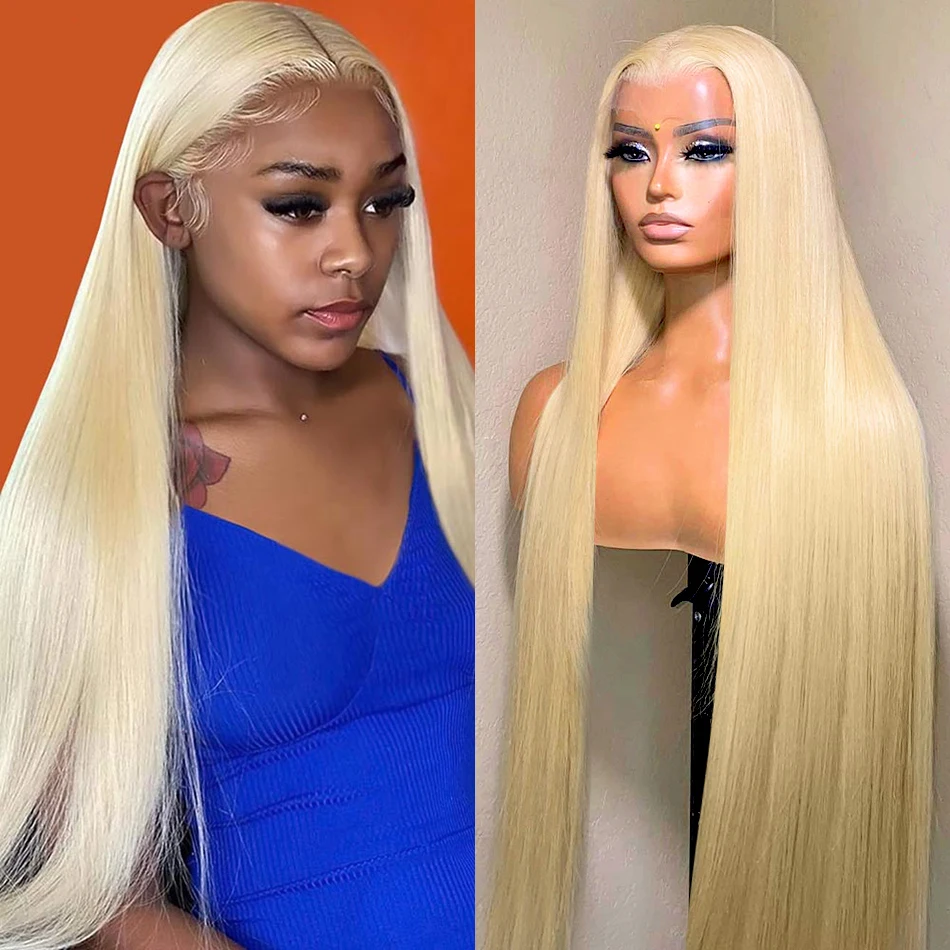 Honey Blonde Straight Lace Front Wig Human Hair Wigs 30 Inch Remy Brazilian T-Part Wig 13x4 Hd Transparent 613 Lace Frontal Wig