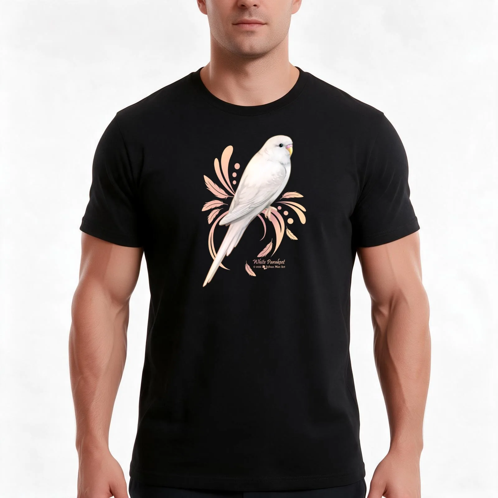 White Parakeet T-Shirt Summer Casual Cotton Tee Oversized Streetwear Tops Vintage Graphic Print Loose Fit Short Sleeve