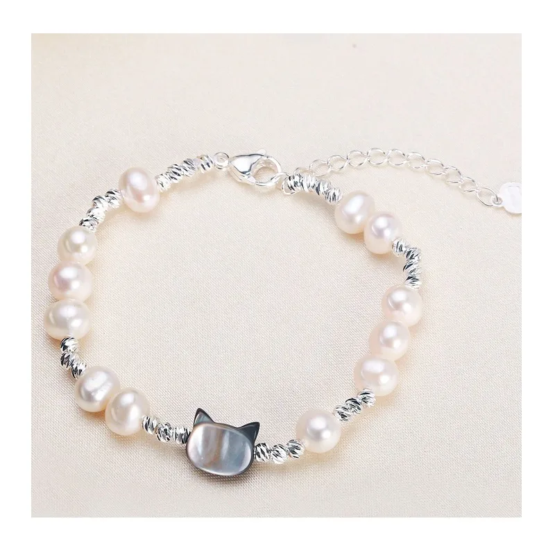 

New Real Freshwater Pearl Fashion Simple Bracelet Black Kitten Girls Pearl Jewelry