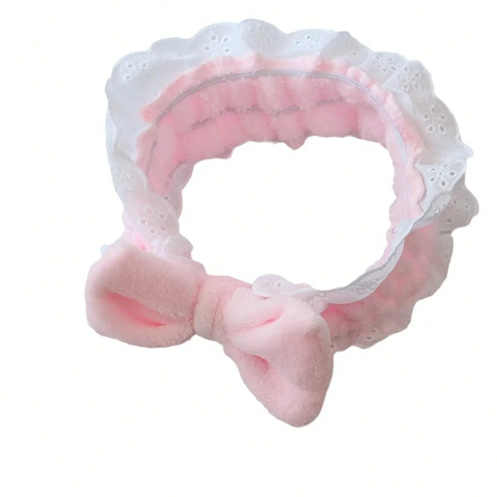

Plush Bow Lace Headband For Women Non-Slip Hair Band For Face Washing Mask Application