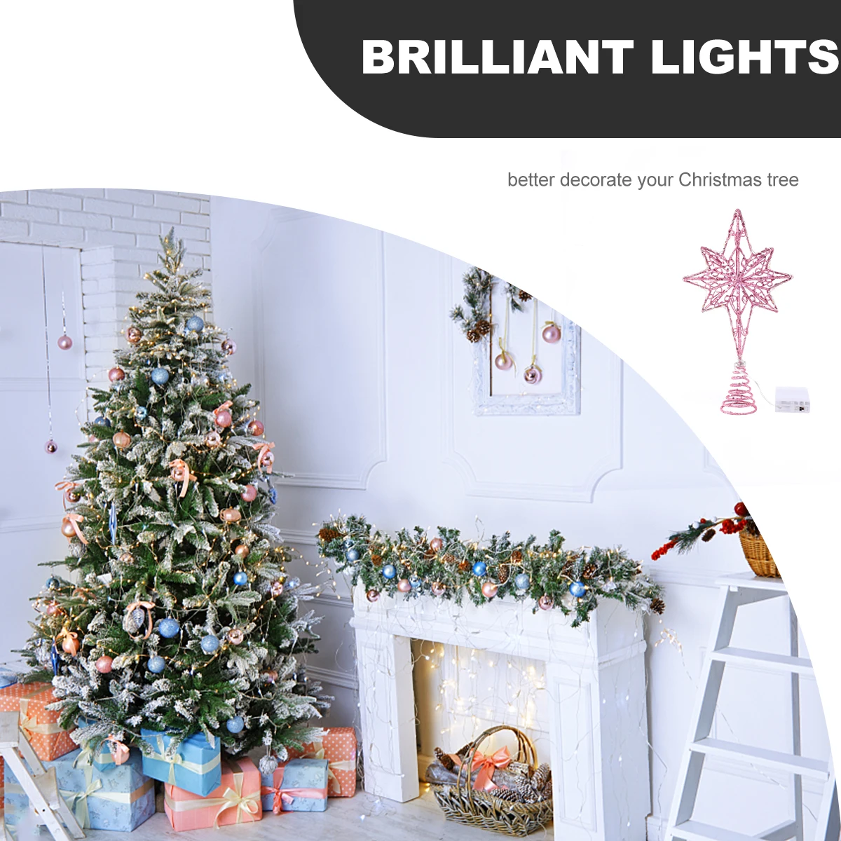 

Tree Top Star Crown Toppers Christmas Decorations with Led Lights Gold Princess for Quality Ornament