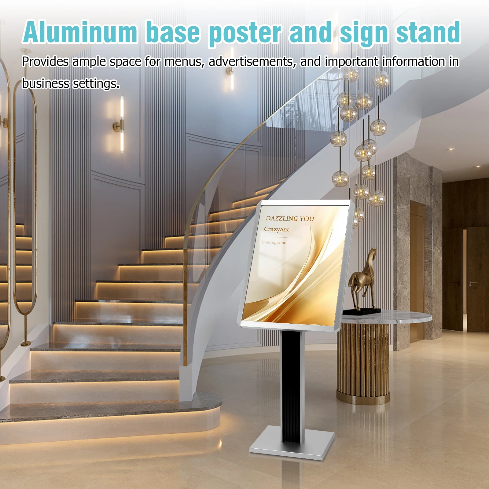 

Sign Holder Floor Stand 20x27inch/24x31.5inch Poster Sign Holder with Snap-Open Frame Display for Malls Schools Restaurants