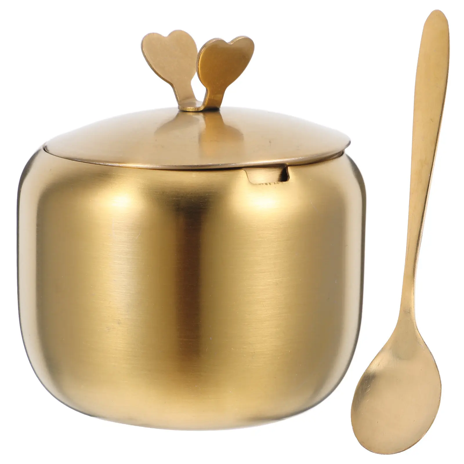 Stainless Steel Sugar Bowl Lid Spoon Multipurpose Seasoning Box Salt Spice Container Kitchen Condiment Pot Storage