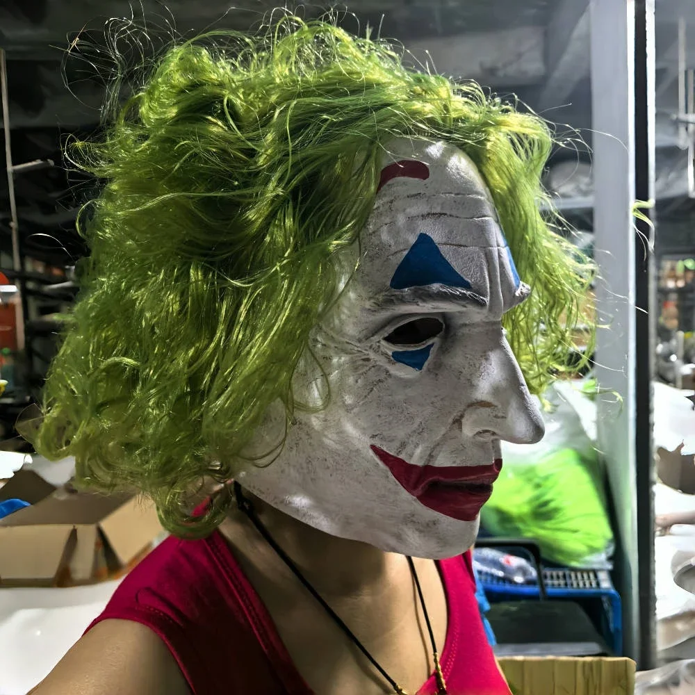 1pc coringa máscara romance cabelo verde terror palhaço máscara cosplay circo desempenho máscara de látex halloween coringa adereços festa headwear