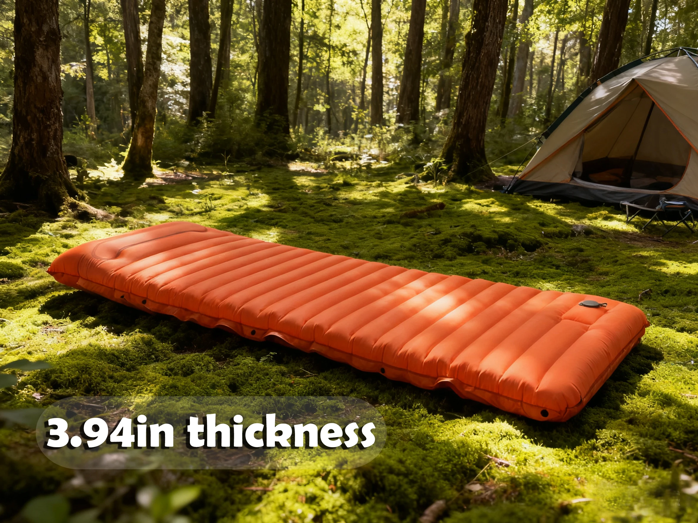 Extra dicke 4-Zoll-Camping-Isomatte, Outdoor-Camping, selbstaufblasende Matten, spleißbare Isomatte zum Wandern, Angeln – Detail 1