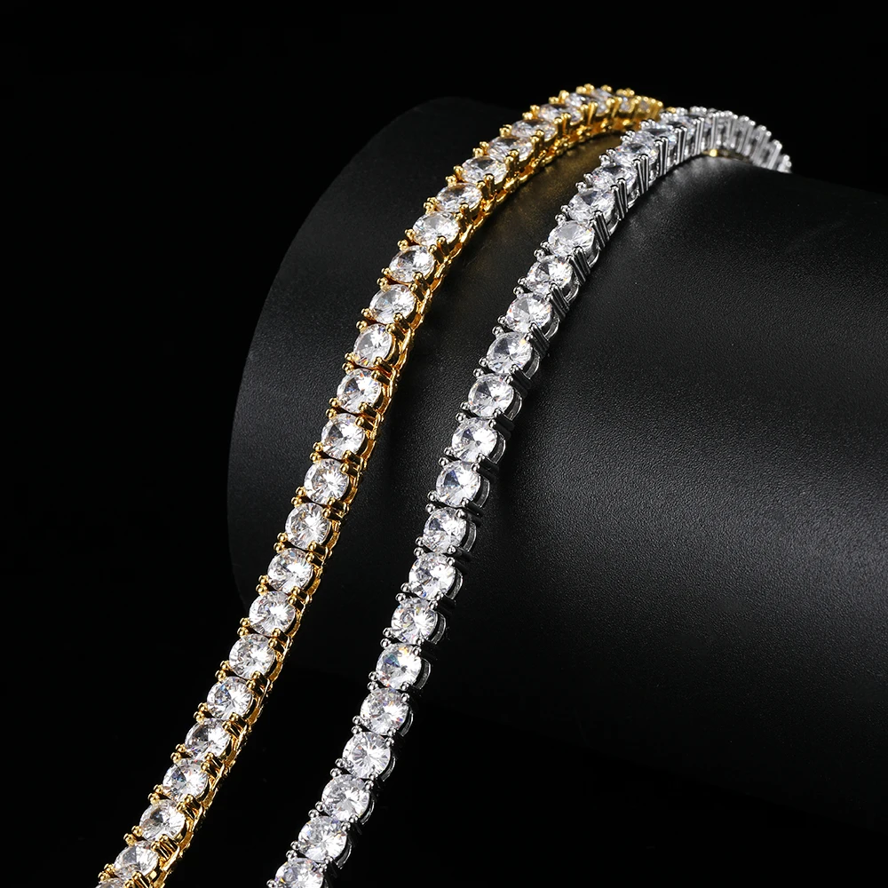 Miami Cuban Link Chain Jewelry Hip Hop Bracelet 925 Sterling Silver VVS Moissanite Tennis Chain Custom Real Diamond 3mm necklace