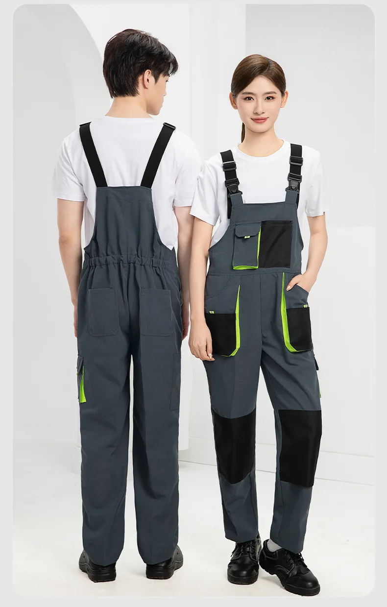 2025 스트랩 팬츠, 입체적인 대형 포켓 작업복, 컬러 블록 멀티 포켓 작업 바지, 노동 보호 의류