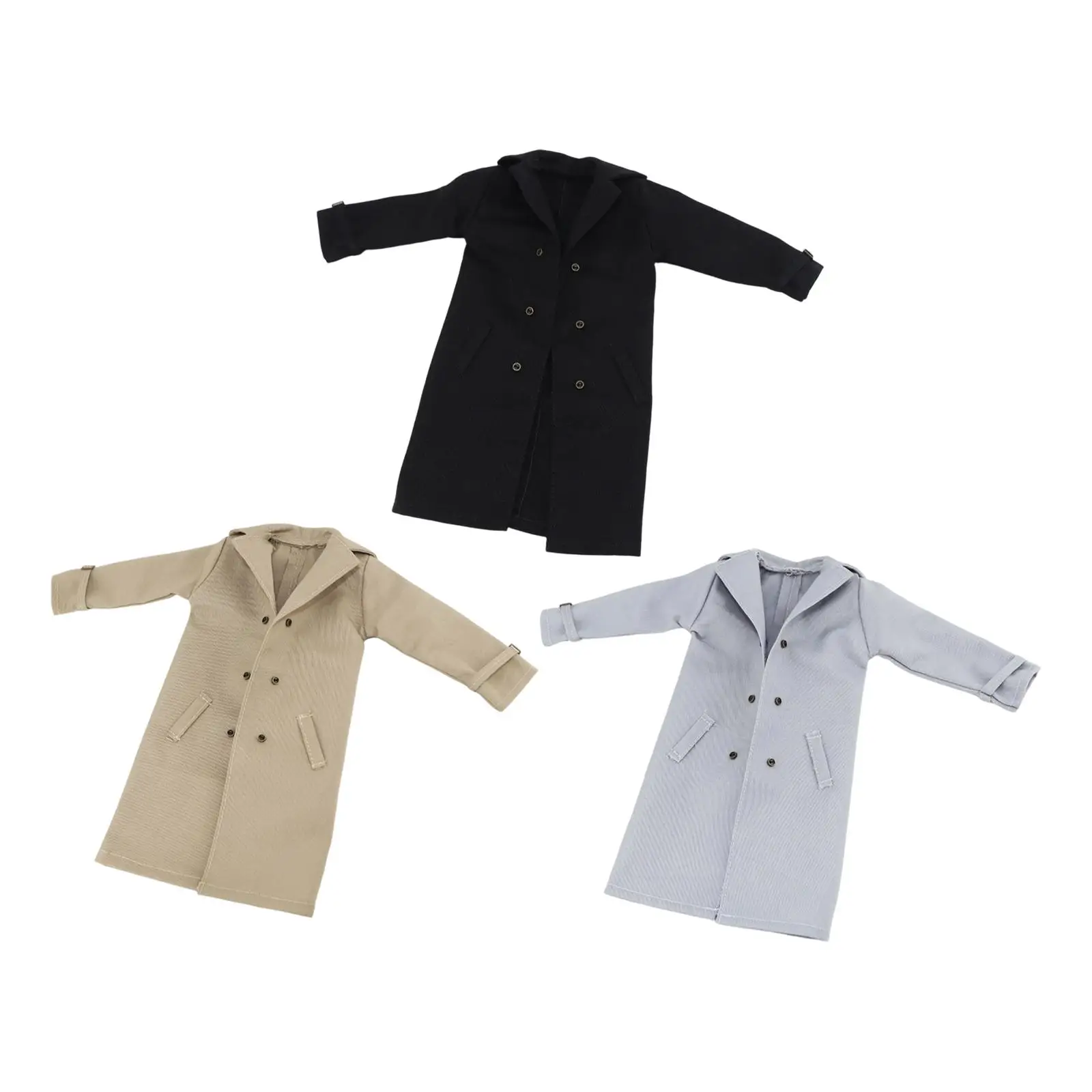 Miniature Trench Coat Realistic 1/6 Scale Doll Overcoat Outfit Cloth Accessory for Action Figure Collection