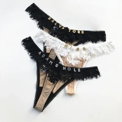 Custom Thong Name Crystal Letters woman Lace G-String Underwear Sexy Personalized Panties Customized Name Underpants Briefs