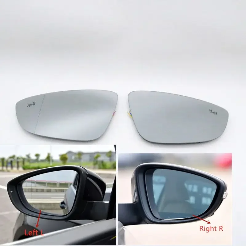 For VW Jetta Passat B7 CC Bora Beetle Scirocco Heated Blind Spot Warning Wing Rearview Mirror Glass 3C8857521 3C8857522