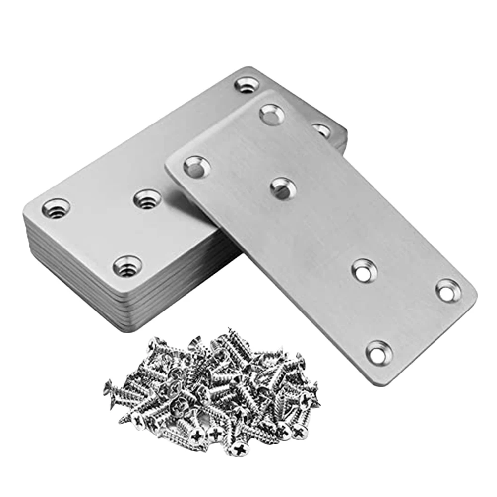 

10 Pcs Furniture Fixing Plate Stainless Steel Brackets Corner Brace Mending Plates Wood Metal Hardware Accessories Easy Install