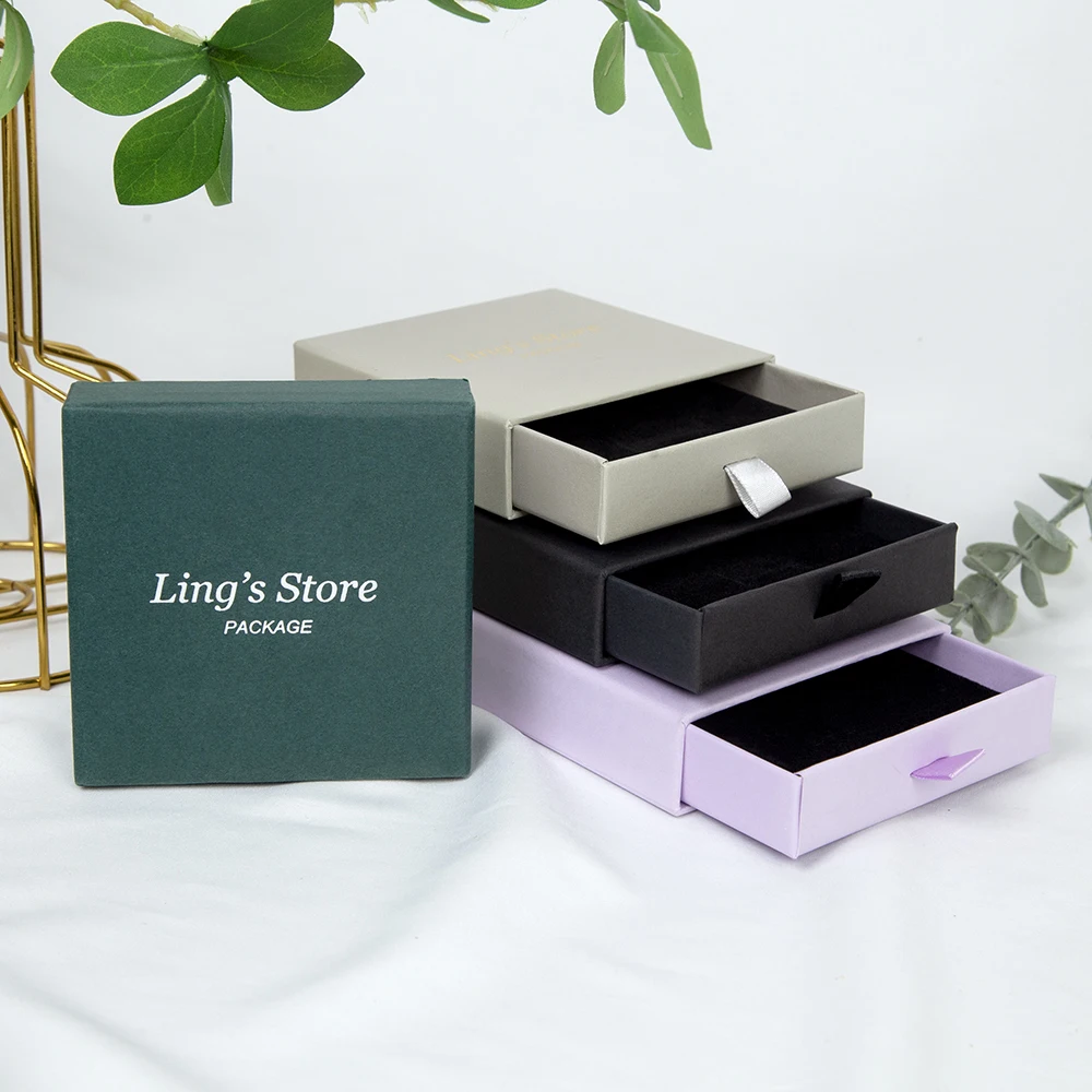 

24pcs Personalized Logo Jewelry Drawer Paper Box Wedding Favors Small Gift Ring Earring Pendant Bracelet Necklace Brooch Display
