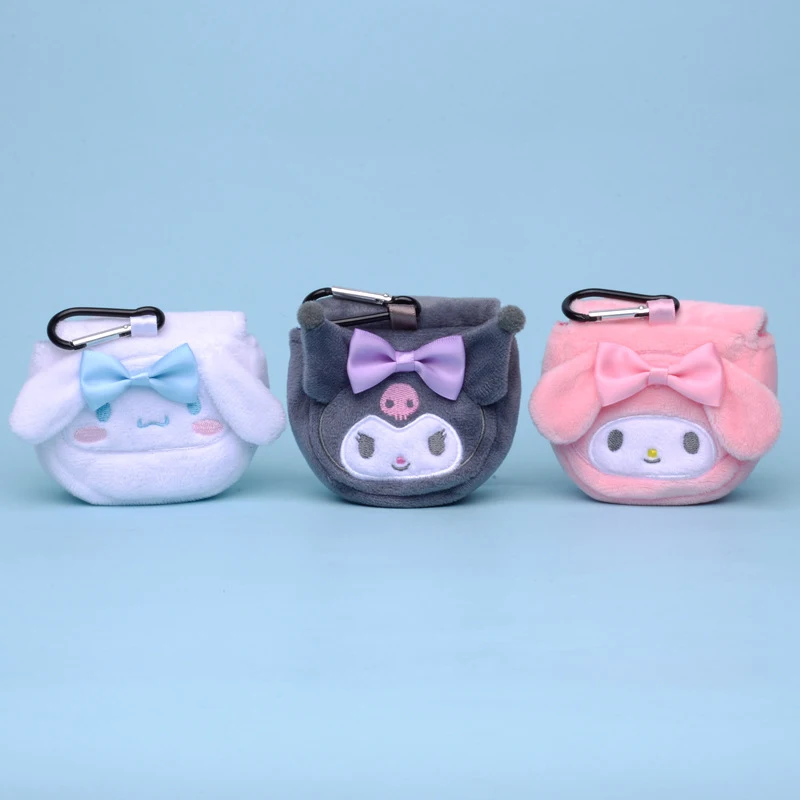 Sanrioed Cinnamoroll portfel pluszowa portmonetka torba na karty moja melodia Kuromi Plushies brelok Mini małe torby prezent dla przyjaciela