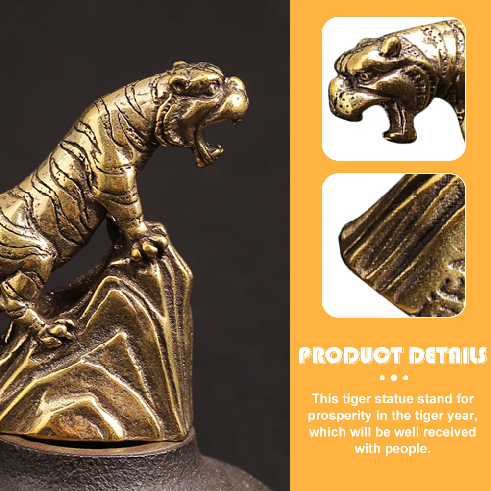 

Brass Tiger Statue Chinese Zodiac Wealth Desktop Decor High-End Craftsmanship Sturdy Living Room Office