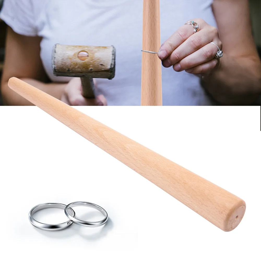 Versatile Wood Color Wood Ring Mandrel Wood 2.5 x 2.5 x 25cm Ring Sizing Stick Ring Stretcher Tool Jewelry Making