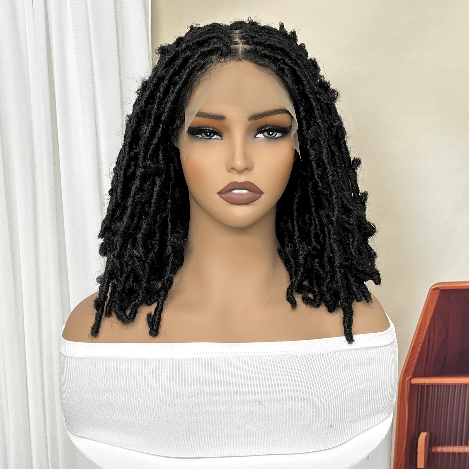 Butterfly Braided Wigs Synthetic Lace Front Braids Wigs with Baby Hair Short Dreadlocks Braided Wigs for Black Women