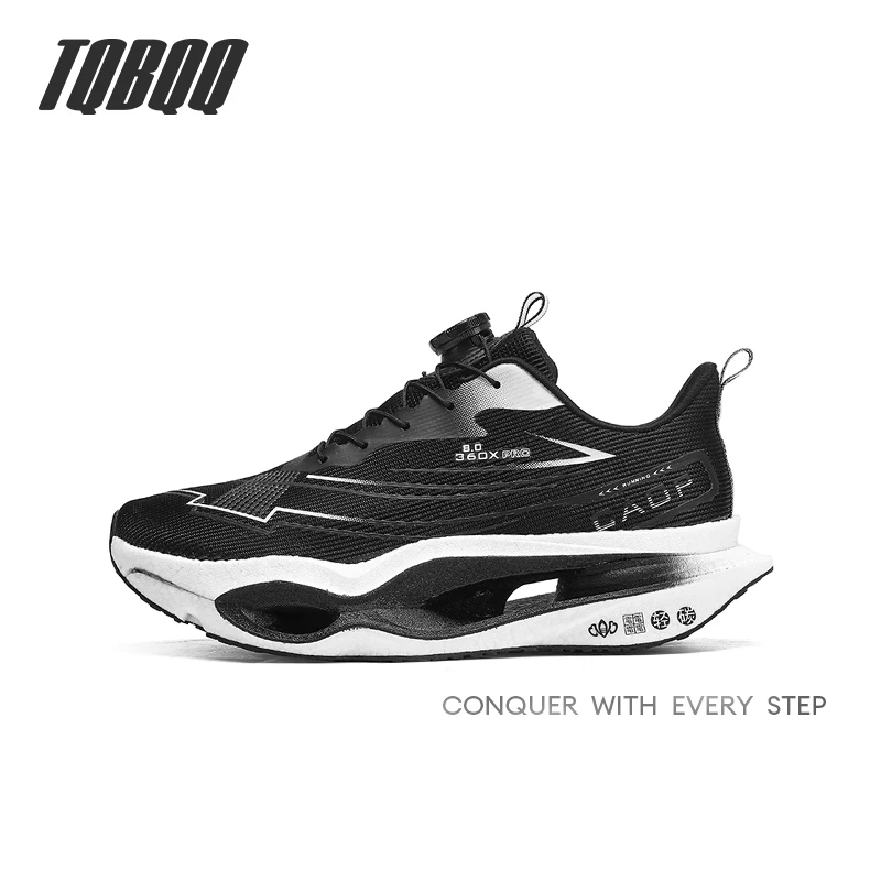 Men's Carbon Plate Running Shoes with Twist Lock Soft Cushion Shock Absorbing Athletic Shoes Unisex Anti-Slip Sports Sneakers