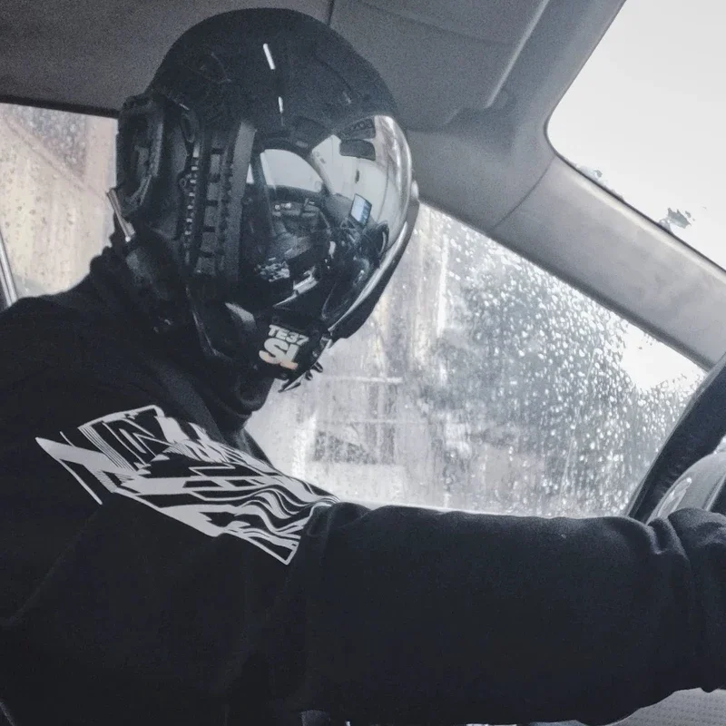 Зеркальная маска-трансформер для косплея, Черный Самурай в стиле киберпанк, DJ, подходит для дневных фотографий, музыкальный фестиваль, подарок на Хэллоуин