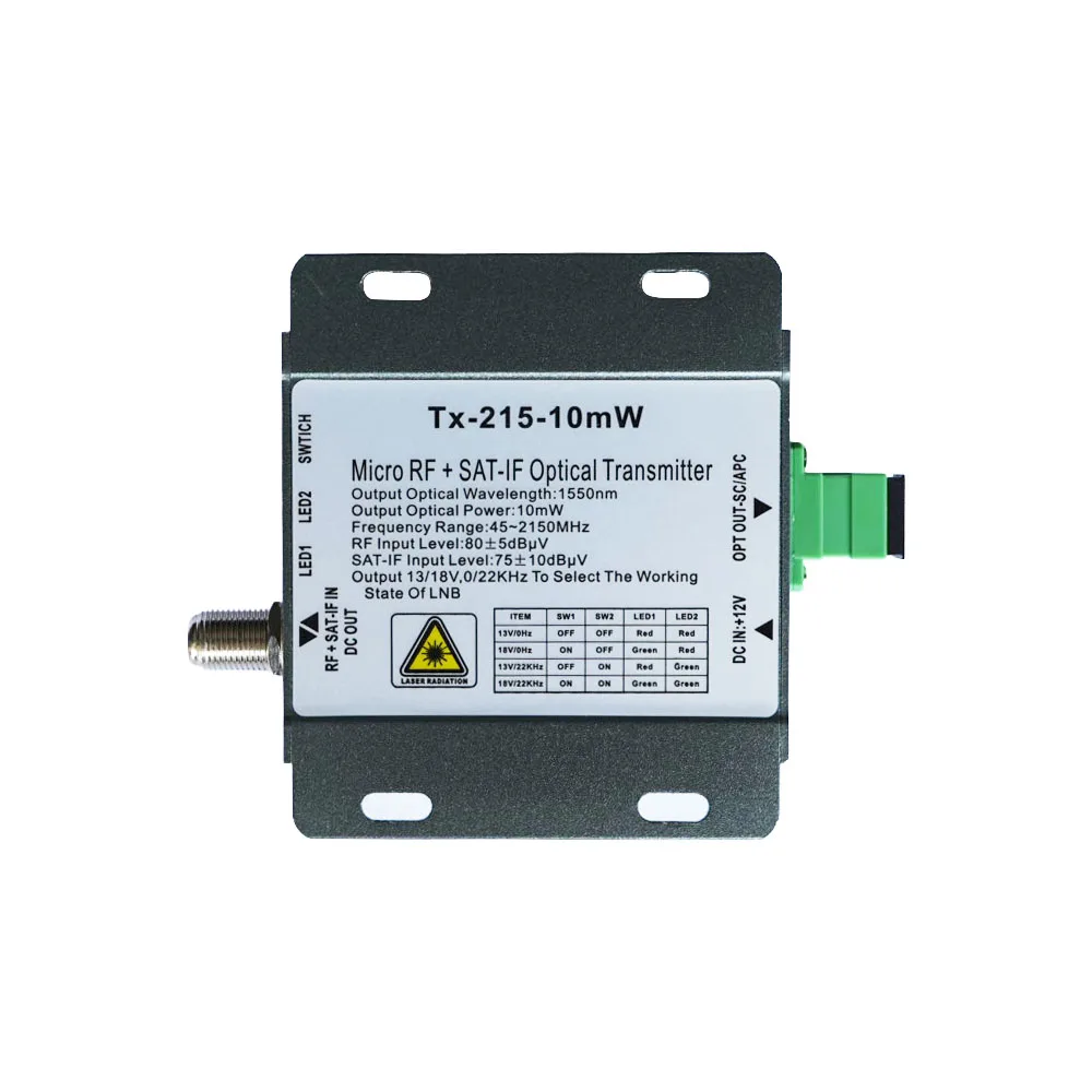 1310nm/1550nm Optical Transmitter 45–2150MHz Mini Optical Converter for CATV FTTH Satellite TV Optical Fiber Material