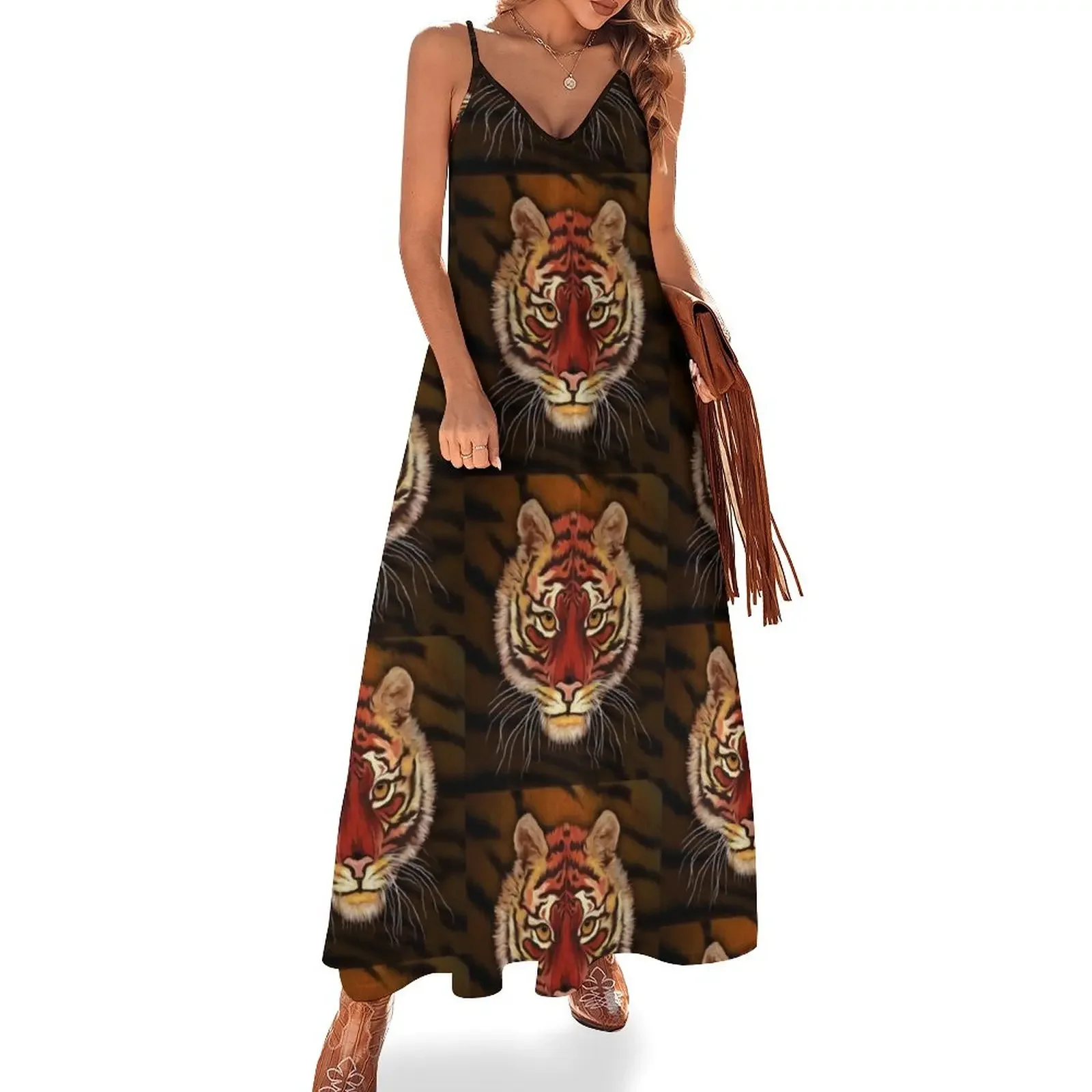 

Bengal Tiger Sleeveless Dress women's evening dresses Dresses gala clothes for woman Dress