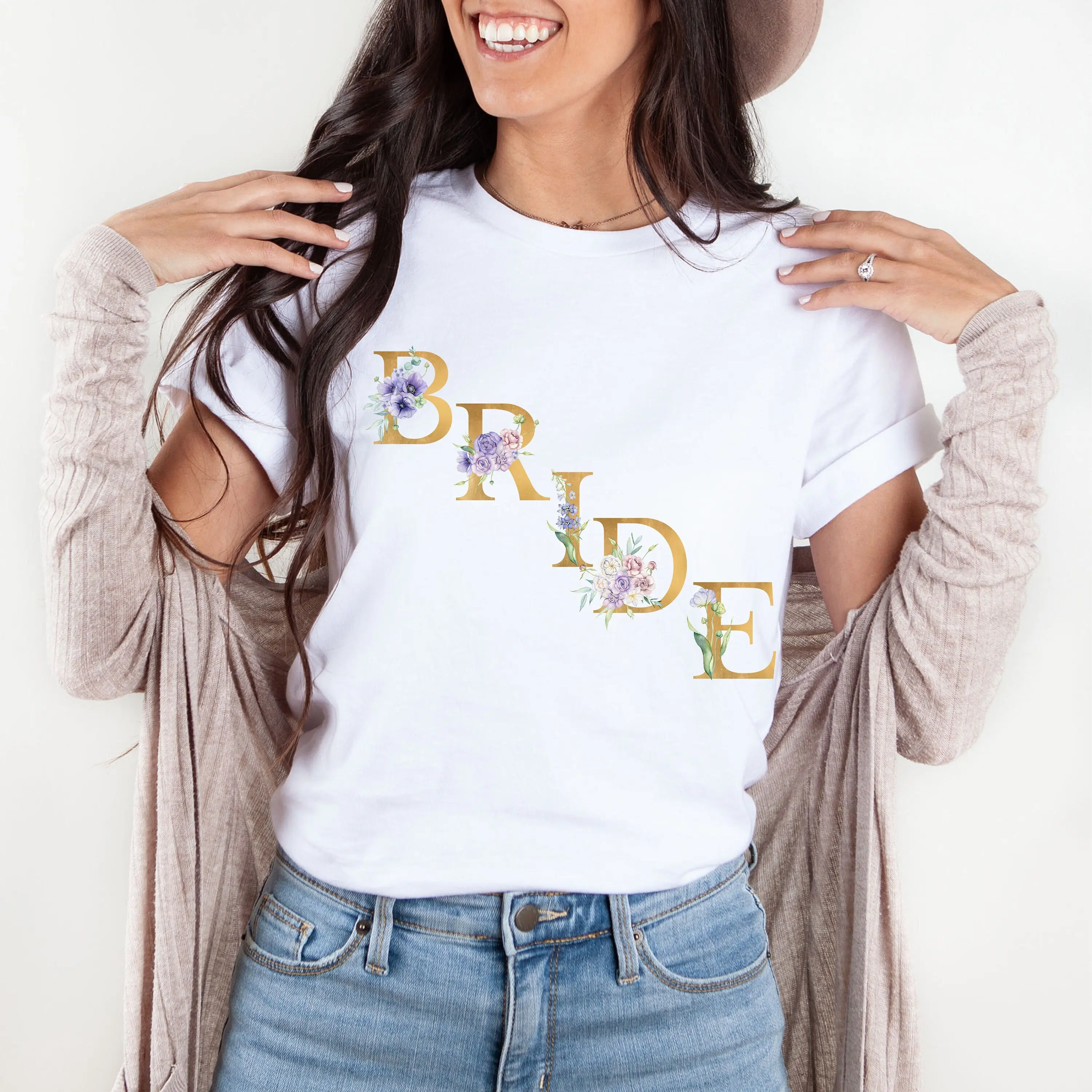 Bride T Shirt Bridal Shower Bachelorette Party Just Married Engagement For