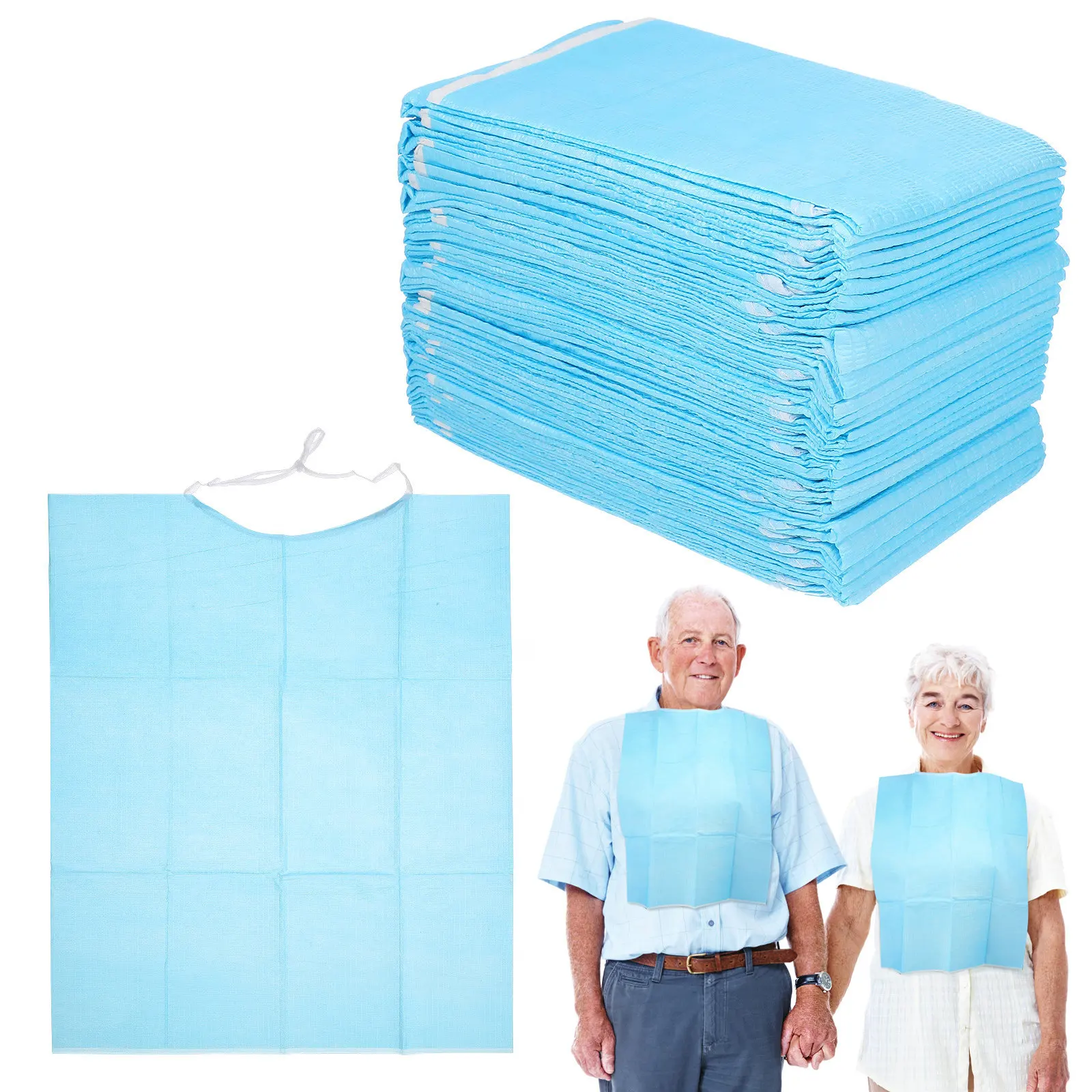 30Pcs Waterproof Elders Bibs Disposable Feeding Aprons Portable Nursing Materials Safe Comfortable Drooling Protection