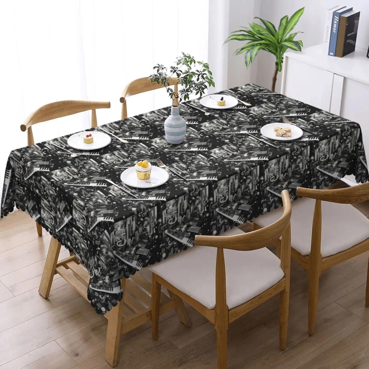 Music Notation Musical Notes Tablecloth Restaurant Kitchen Rectangular Tablecloth Festival Party Tablecloth Dining Table Cover