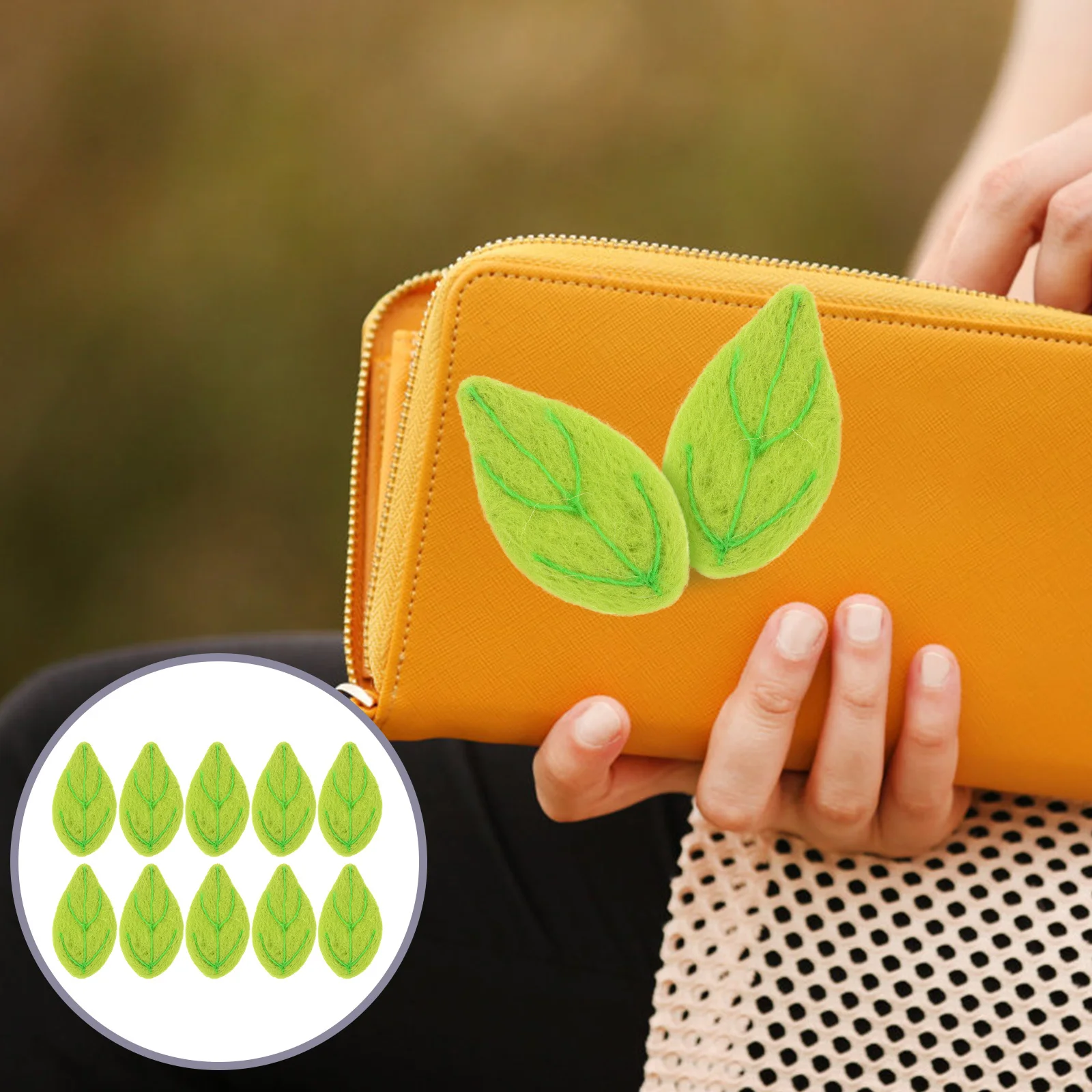 

10Pcs Wool Felt Green Leaf Charms DIY Brooch Accessories Hair Clip Sewing Crafts Decorative Leaf Embellishments