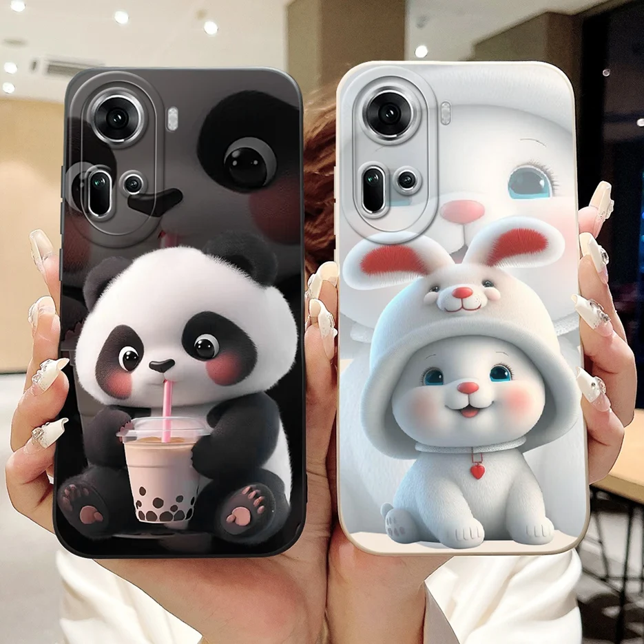 For Oppo Reno 11 5G Case Reno11 F CPH2603 Cute Panda Cartoon Cover Soft Silicone Phone Case For Oppo Reno 11 Pro Reno11 11F Bags