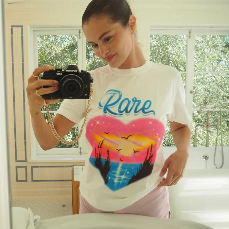 RARE ALBUM COVER TEE Selena Gomez  Fashion Vintage New 100%cottonT-shirts Top Goth Grunge O-neck High Quality Female/Male Tshirt