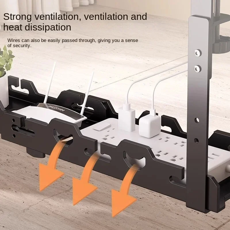 Under-Desk Metal Wire Tray for Office Cable Storage and Desk Organization, No Drilling Required