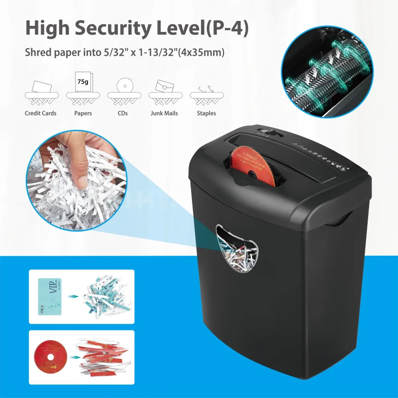 10-Sheet Cross-Cut Paper/CD/Credit Card Shredder,Security Level P-4 ,use commercial office and home paper shredder