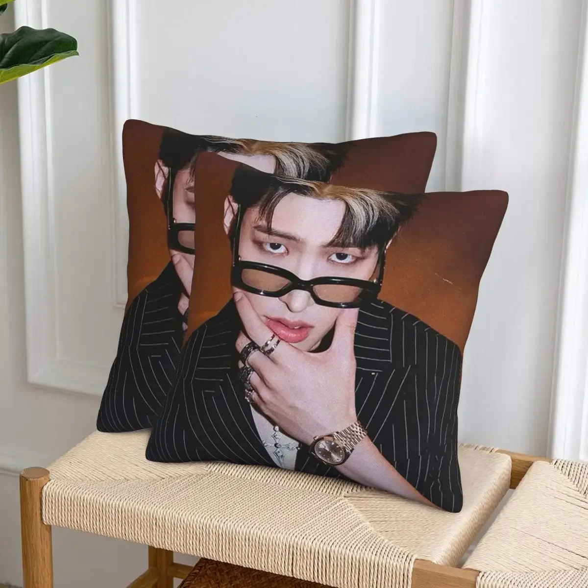 Mingi Ateez - Spin Off From The Witness Halazia Lot de 2 housses de coussin carrées pour canapé et maison
