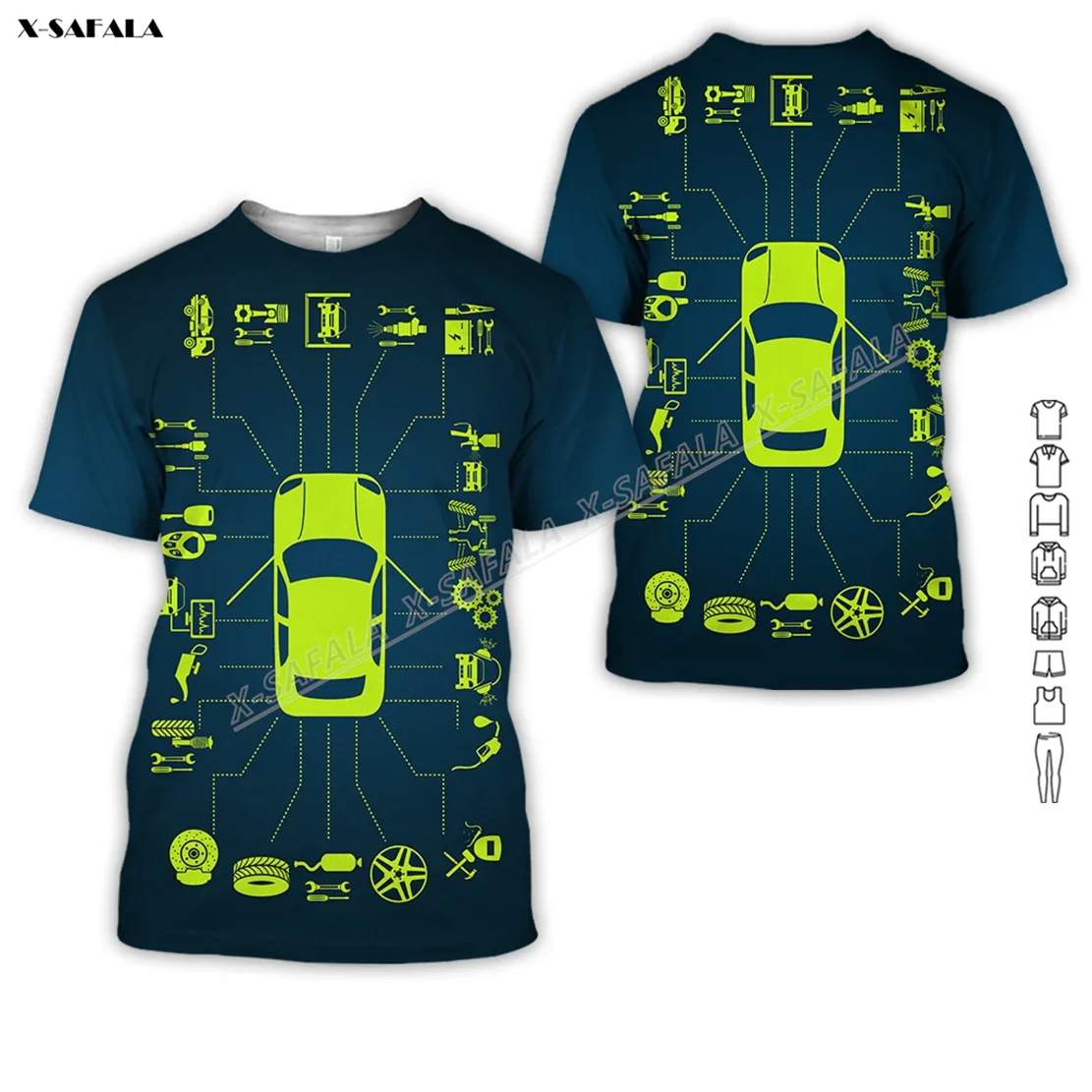 Custom Logo Auto Mechanic Repair Car Service 3D Printed Men T Shirt Top Tee Short Sleeve Milk Fiber Uniform Safety Non-Workwear