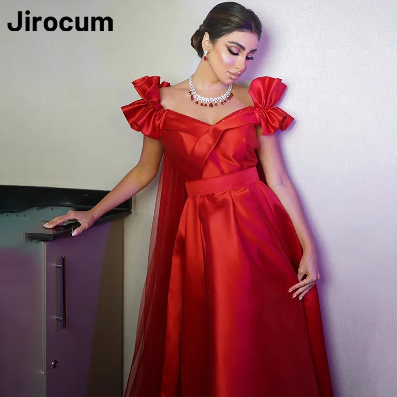 Jirocum-vestido elegante de satén con cuentas para mujer, traje de noche de fiesta personalizado, largo hasta el suelo, de tul, para ocasiones especiales