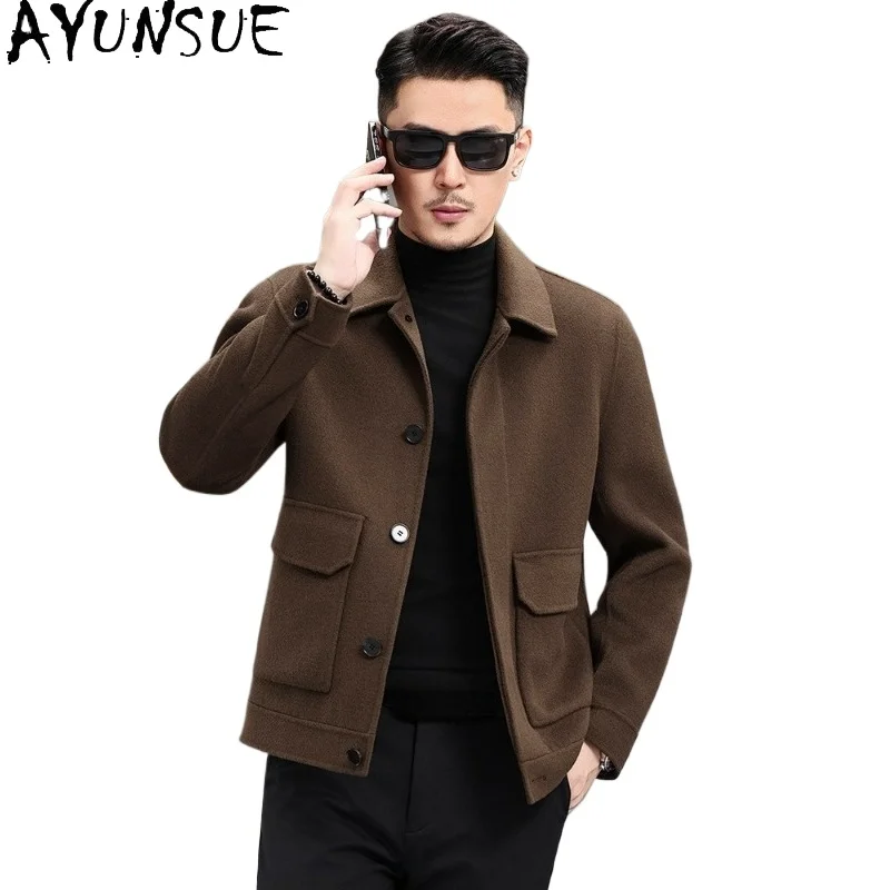 AYUNSUE 100% Double-sided Wool Coat Man Fashion Autumn Winter Coats Men Clothing Short Woolen Jacket Abrigos De Invierno Hombre