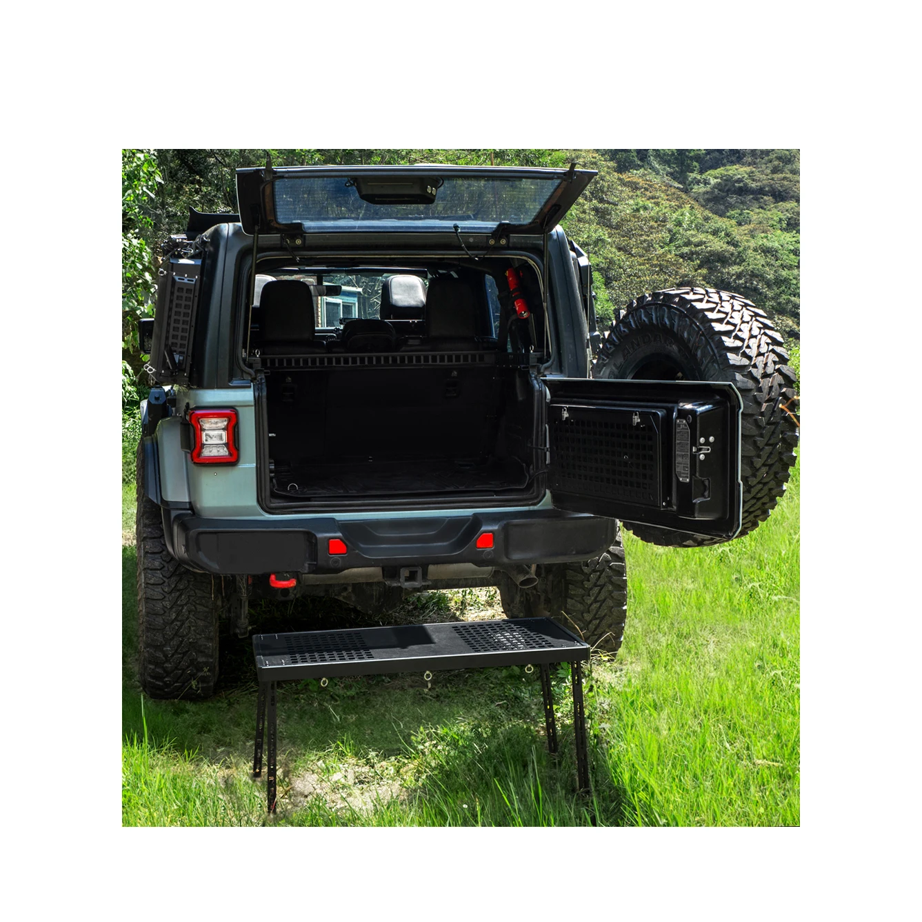 

Tacmolle Aluminum Rear Frame Shelf For Jeep Wrangler JL 4x4 Accessories With A Foldable Table From Maiker Manufacturer