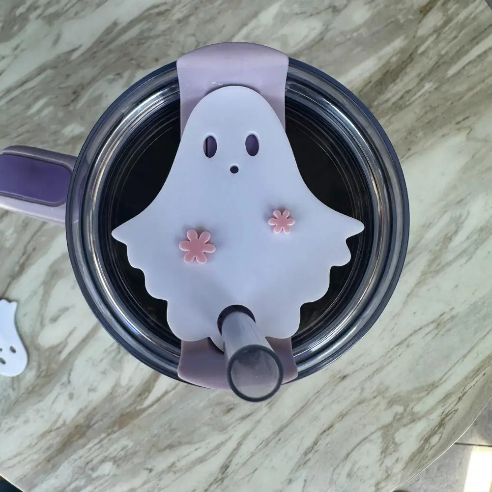 Halloween Cup Accessory Cute Halloween Tumbler Lid Toppers Set of 3 Ghost Name Plates for 30/40 Oz Cups for Bottle for Bottle