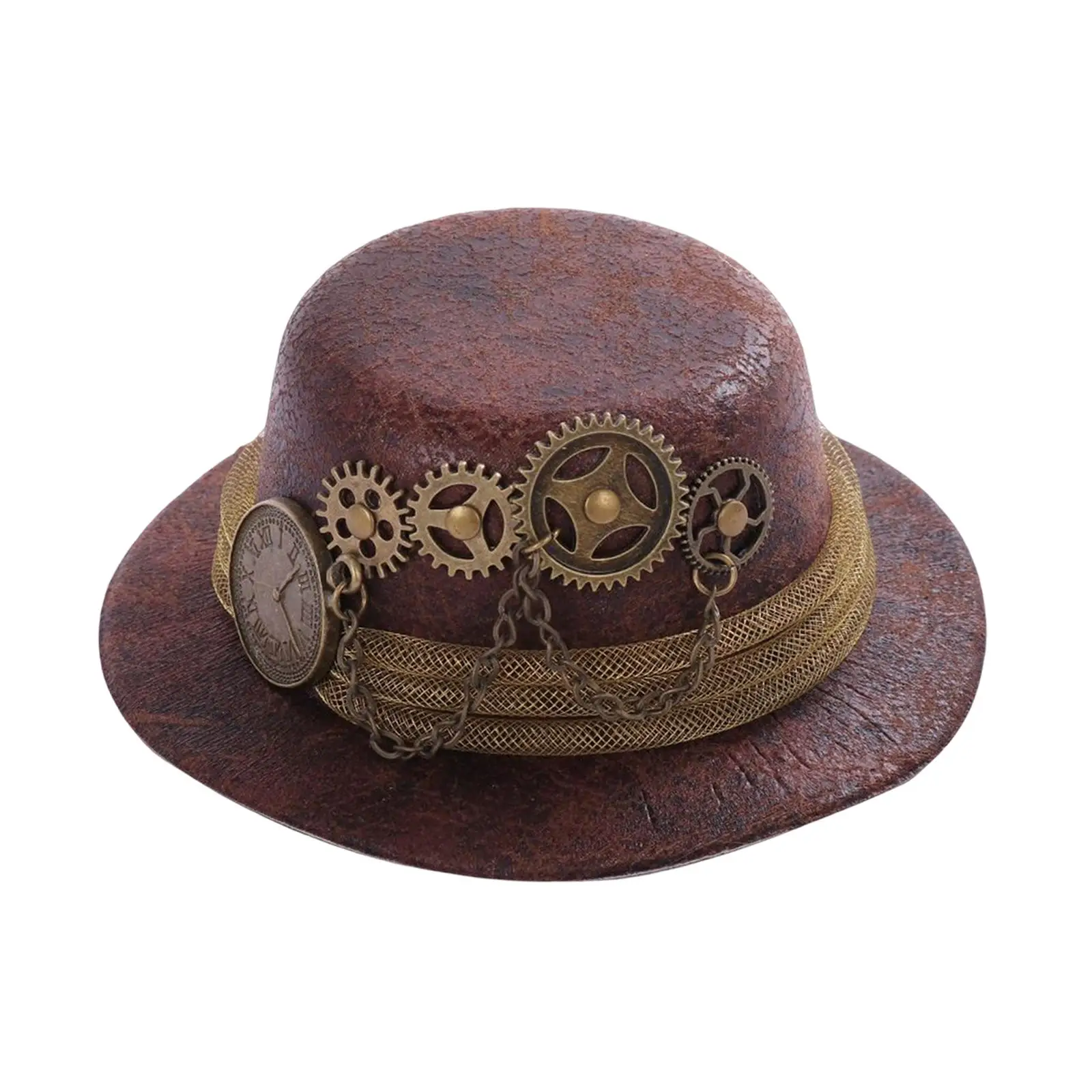 Goth Woman Mini Steampunk Top Hat, Hair Clip, Party Hat Accessory ,5x2Inches Brown Color Halloween Retro Head Wear Durable