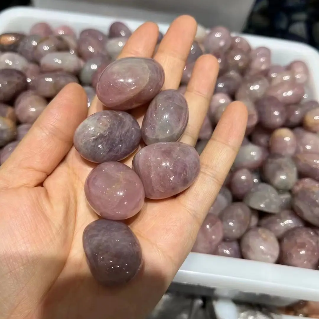 

Natural Quartz Purple powder rolling stone Polished Healing Tumbled Gemstone Rolling Stone Specimen Reiki for Aquarium Decorate