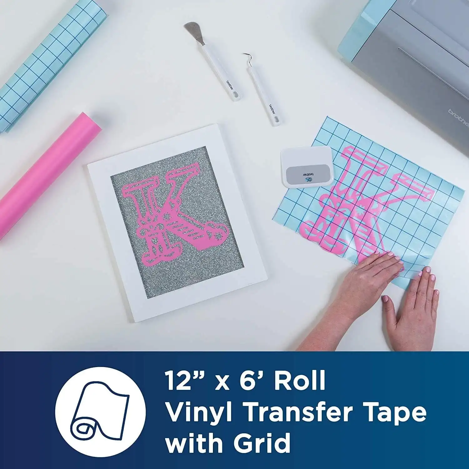 Brother ScanNCut Vinyl Transfer Tape with Grid CAVINYLTPG, 12" x 6' Roll