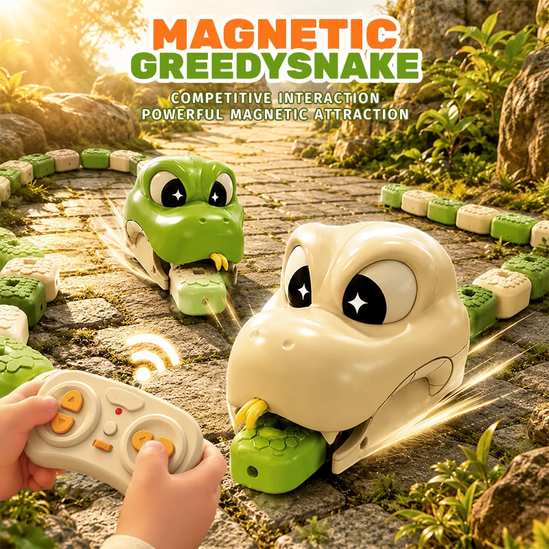 2026年新作-デュアルプレイヤー-マグネット式-食べる蛇-リモコンカー-おもちゃ-男の子向け-貪欲豆バトル-子供の誕生日プレゼント