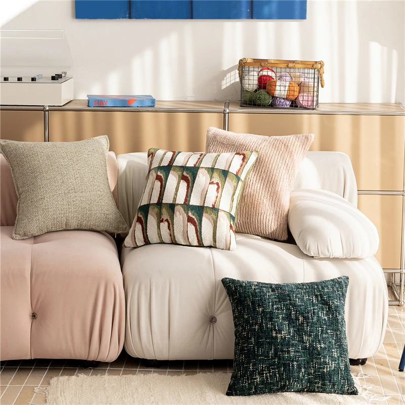45X45CM Yarn-dyed Throw Pillow Cover Affordable Luxury Stamping Waist Cushion Cover Decor Home Decorative Pillowcase