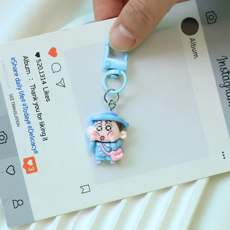 Crayon Shin-chan Keychain High Color Value Cartoon Doll Shape Creative Male and Female Student Schoolbag Mobile Phone Pendant view 6