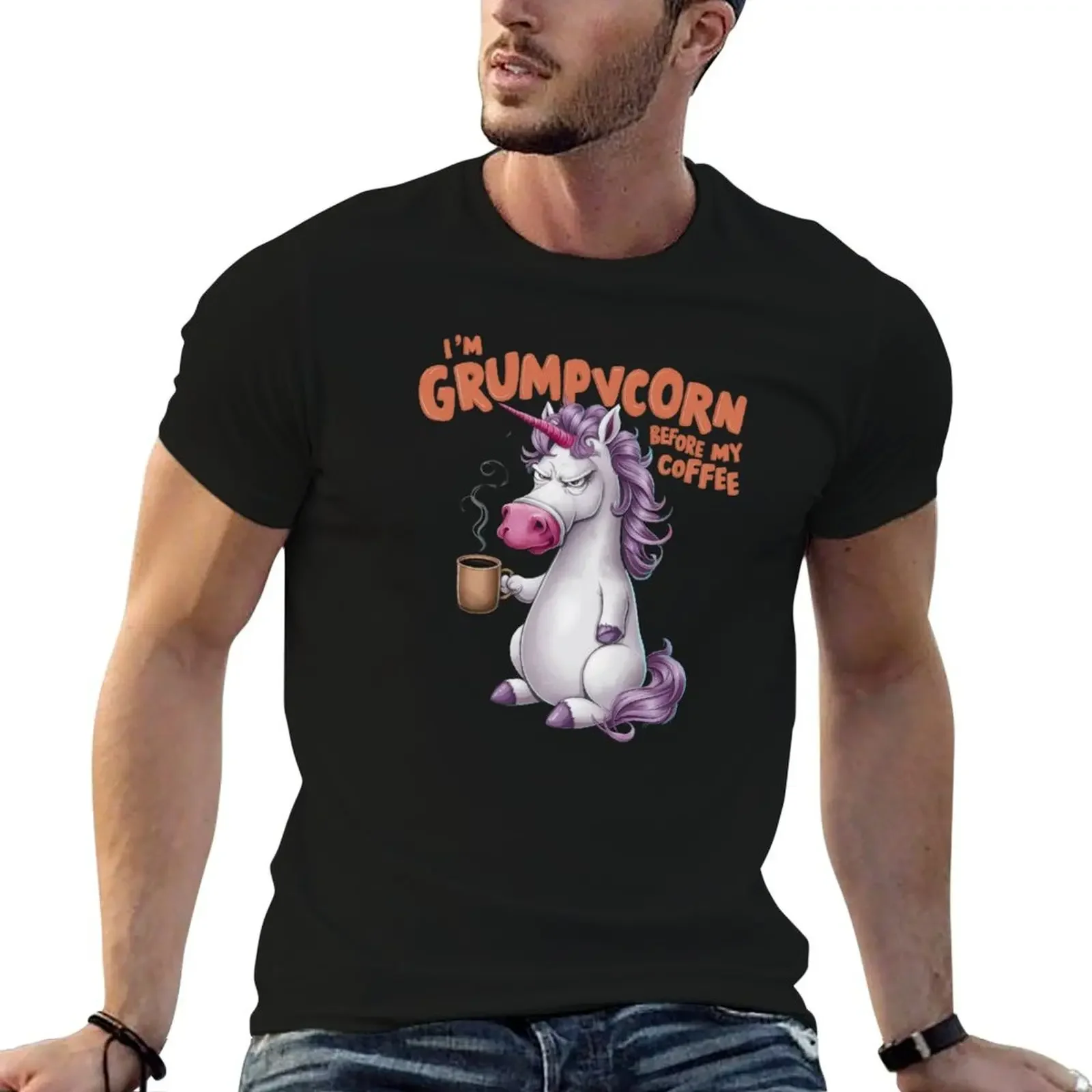 Grumpycorn Alert Pre-Coffee T-Shirt oversizeds graphic shirts quick-drying mens champion t shirts